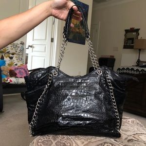 Croc Embossed Chained Shoulder